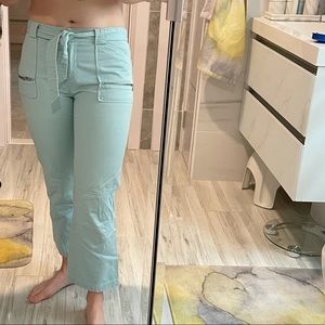 R ankle length cropped blue pants - wide w pockets